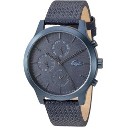 Watch Lacoste 2010998 Blue pvd Quartz with Leather Strap 20 (Importación USA)