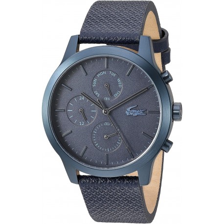 Watch Lacoste 2010998 Blue pvd Quartz with Leather Strap 20 (Importación USA)