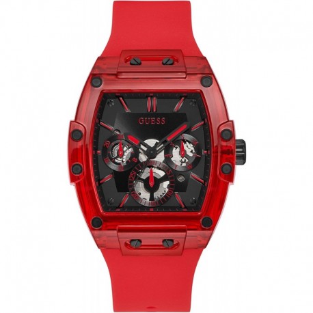 Men's Polycarbonate Quartz Watch with Silicone Strap, Red, 24 (Model: GW0203G5)