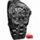 Mens Automatic Watches for Men Skeleton Mechanical Luxury Black Silver Wrist Watches Waterproof Lumi