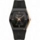 Latin Grammy Gemini Quartz Rose Gold Stainless Steel Accent with Curved Mineral Crystal and Black Si