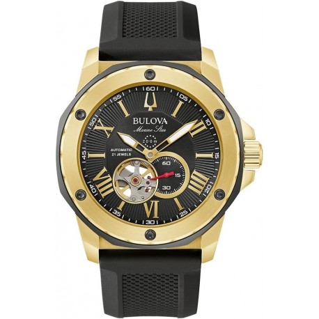 Men's Marine Star Black and Gold-Tone Silicone Strap Watch | 45mm | 98A272