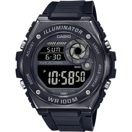 LED Illuminator 10-Year Battery Five Alarm Men's Watch MWD-100HB-1BV