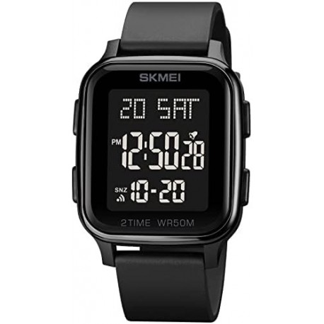 Classic Square Face Unisex Women's Men's Digital Multifunction Outdoor Casual Watch Countdown 50M Wa