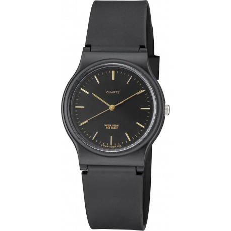 Men's Classic Quartz Watch with Resin Strap, 35mm Black, 100 Meter Water Resistant