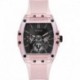Men's 43mm Watch - Pink Strap Black Dial Pink Case