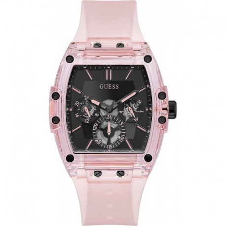 Men's 43mm Watch - Pink Strap Black Dial Pink Case