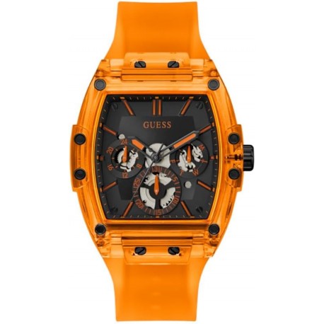 Men's 43mm Watch - Orange Strap Navy Dial Orange Case