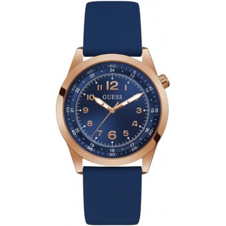 Men's 42mm Watch - Blue Strap Blue Dial Rose Gold Tone Case