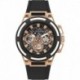 Men's 46mm Watch - Black Strap Black Dial Rose Gold Tone Case