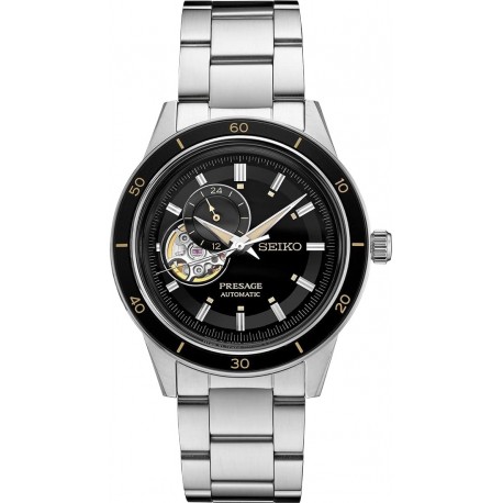 SSA425 Watch for Men - Presage Collection - Stainless Steel Case and Bracelet, Black Dial, Automatic