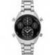 SFJ003 Men's Analog Chronograph Quartz Watch - Black Dial Silver-Tone Stainless Steel Band - Curved