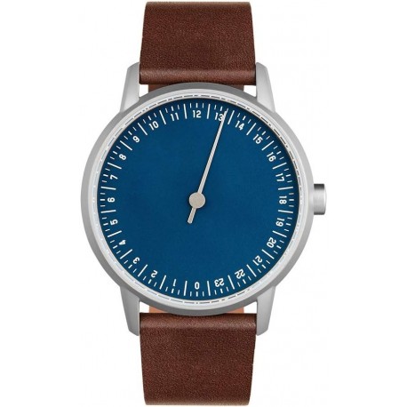 Round 13 - Dark Brown Leather, Silver Case, Blue Dial