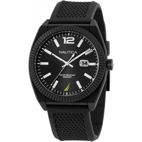 Men's NAPPBS302 Pacific Beach Black Wheat PU Fiber Strap Watch