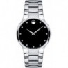 Men's Serio Stainless Steel Black Dial Diamonds Marker Museum Dial Slim Watch