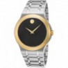0606960 Men's Stainless Steel Black Dial Gold-Tone Bezel Watch