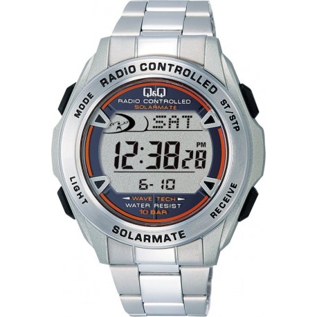 SOLARMATE watch CITIZEN Q & Q Chronograph Solar Digital Radio (Solar Mate) Silver MHS7-200 Men's 10