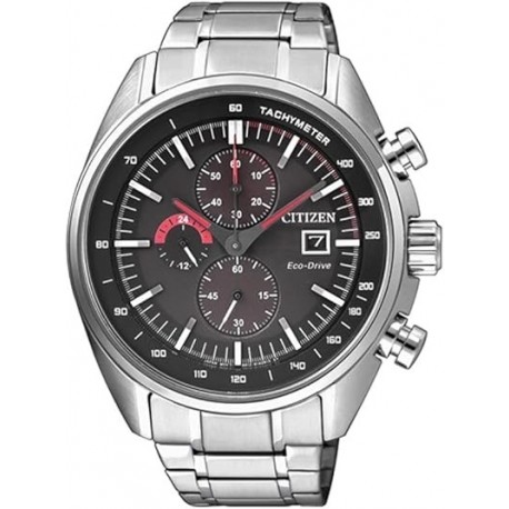 CA0590-58E Eco-Drive Black Chronograph Dial Silver Stainless Steel Bracelet Men's Watch