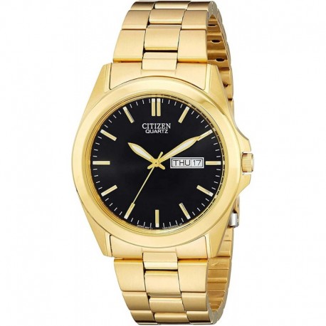 Quartz Black Dial Yellow Gold-Tone Men's Watch BF0582-51F