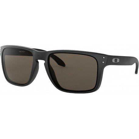 Holbrook Sunglasses (Matte Black Frame, Warm Grey Lens) with Lens Cleaning Kit and Country Flag Micr