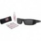 Gascan Sunglasses (Polished Black Frame/Gray Lens) with USA Flag Lens Cleaning Kit