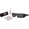 Gascan Sunglasses (Polished Black Frame/Gray Lens) with USA Flag Lens Cleaning Kit