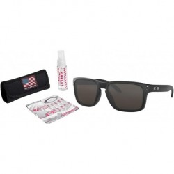 Holbrook Sunglasses (Matte Black Frame/Warm Gray Lens) with USA Flag Lens Cleaning Kit