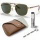 RB3688 Square Shape Sunglasses With Eyewear Kit Bundle - Adjustable Nose Pads - Ideal Formal and Cas