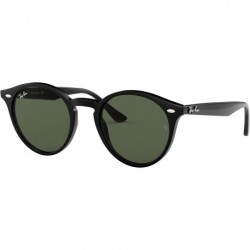 RB2180 Round Sunglasses, Black/Dark Green, 49 mm