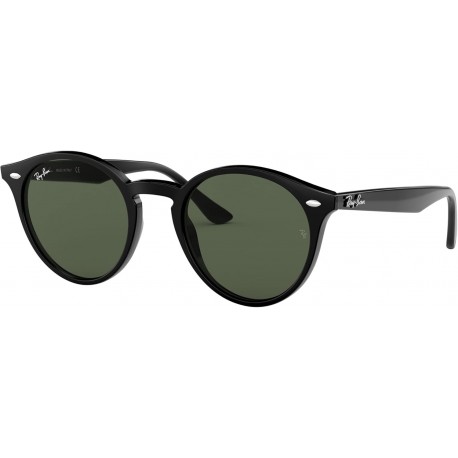 RB2180 Round Sunglasses, Black/Dark Green, 49 mm