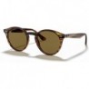 Ray-Ban RB2180 Round Sunglasses, Striped Red Havana/Dark Brown, 49 mm