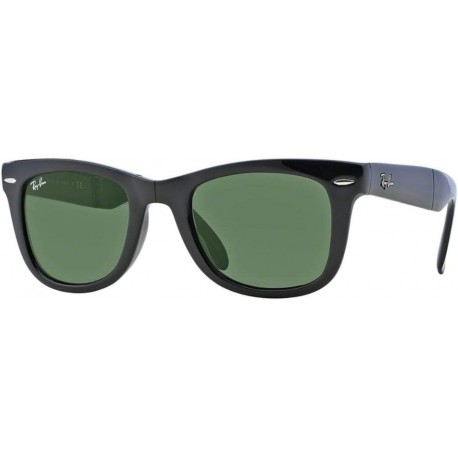 RB4105 Folding Wayfarer Unisex Sunglasses (Black Frame/Crystal Green Lens 601, 50)