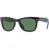 RB4105 Folding Wayfarer Unisex Sunglasses (Black Frame/Crystal Green Lens 601, 50)
