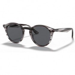 RB2180 Round Sunglasses, Striped Grey Havana/Dark Grey, 51 mm
