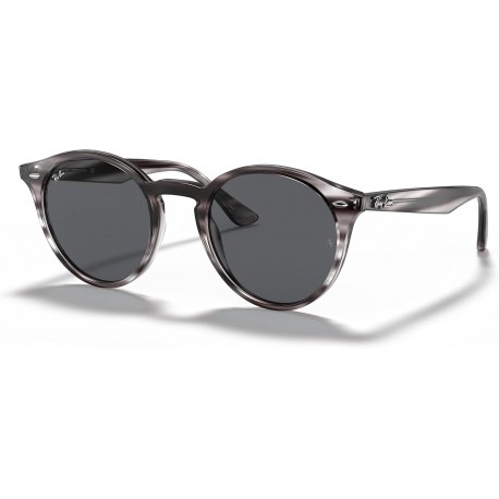 RB2180 Round Sunglasses, Striped Grey Havana/Dark Grey, 51 mm