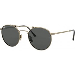 Rb8147 Titanium Round Sunglasses, Demi Gloss Antique Gold/Grey, 50 mm