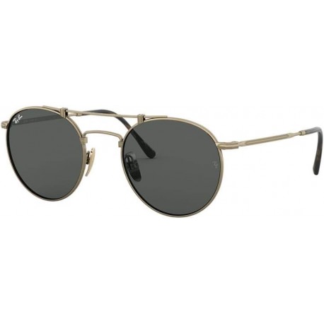Rb8147 Titanium Round Sunglasses, Demi Gloss Antique Gold/Grey, 50 mm