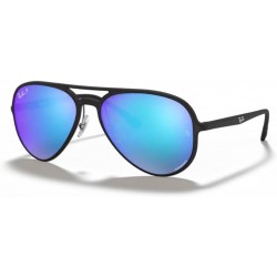 RB4320CH 601SA1 58MM Black/Blue Polarized Pilot Sunglasses for Men for Women + BUNDLE With Designer