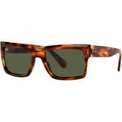 RB2191 Inverness Rectangular Sunglasses, Striped Havana/Green, 54 mm
