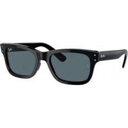 Men's RB2283 Mr. Burbank Rectangular Sunglasses, Black/Blue, 55 mm