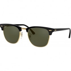 Unisex Sunglasses Black On Gold Frame, Green Lenses, 51MM