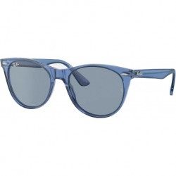 RB2185 Wayfarer II Round Sunglasses, Transparent Blue/Blue, 55 mm