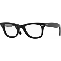 RX5121 Wayfarer Square Prescription Eyeglass Frames, Black/Demo Lens, 50 mm