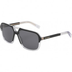 Dolce & Gabbana Men's Round Fashion Sunglasses, Top Black/Crystal/Dark Grey, One Size