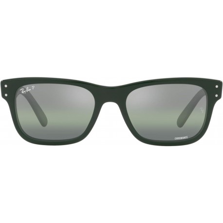 Men's RB2283F Mr. Burbank Low Bridge Fit Rectangular Sunglasses, Green/Dark Green Gradient Mirrored