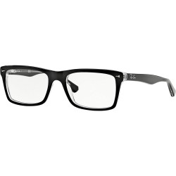 RX5287 Square Prescription Eyeglass Frames, Black On Transparent/Demo Lens, 54 mm