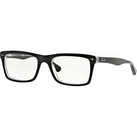 RX5287 Square Prescription Eyeglass Frames, Black On Transparent/Demo Lens, 54 mm