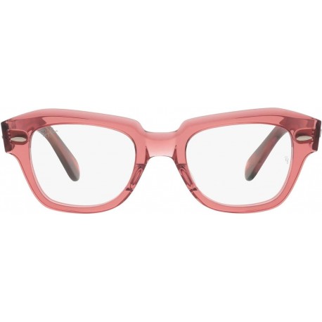 RX5486 State Street Cat Eye Prescription Eyewear Frames, Transparent Pink/Demo Lens, 48 mm