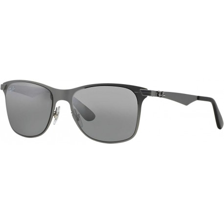 Men's RB3521 Steel Square Sunglasses, Matte Gunmetal/Grey Silver Mirror Gradient, 50 mm