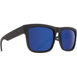 Optic Discord Sunglasses Soft Matte Black with Happy Dark Blue Spectra Mirror Polarized Lens + Case